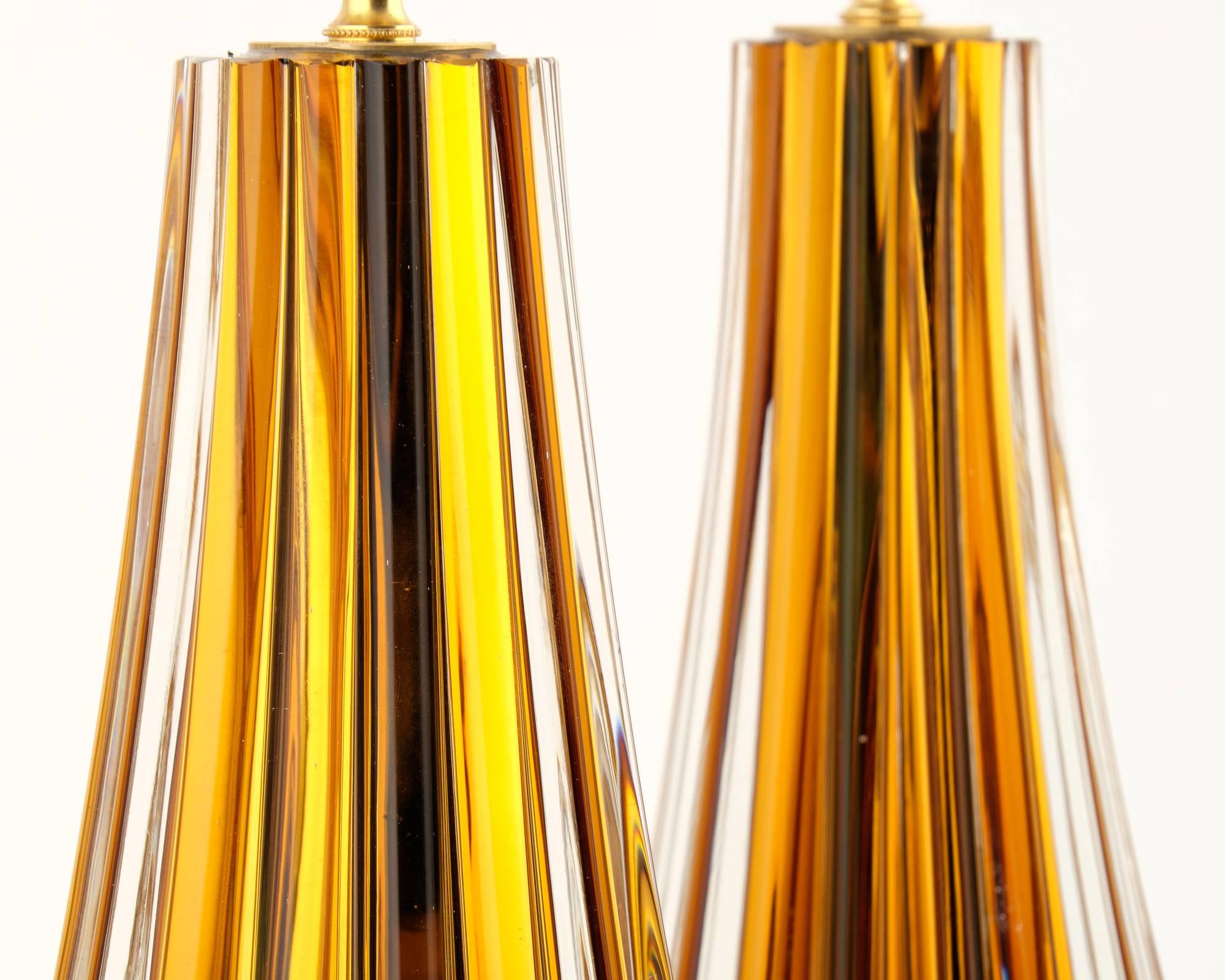 Murano-Bernsteinglas-Lampen-Paar im Zustand „Hervorragend“ im Angebot in Austin, TX