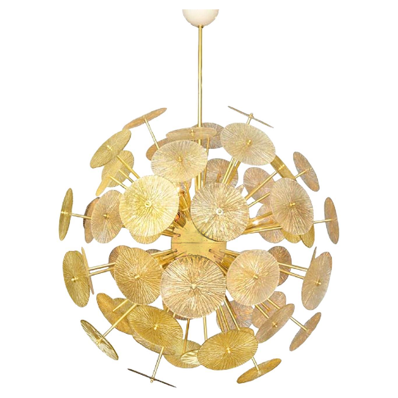 Lustre Parasol de style Spoutnik en verre ambré de Murano 2016