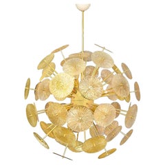Murano Amber Glass "Parasol" Sputnik- Style Chandelier 2016