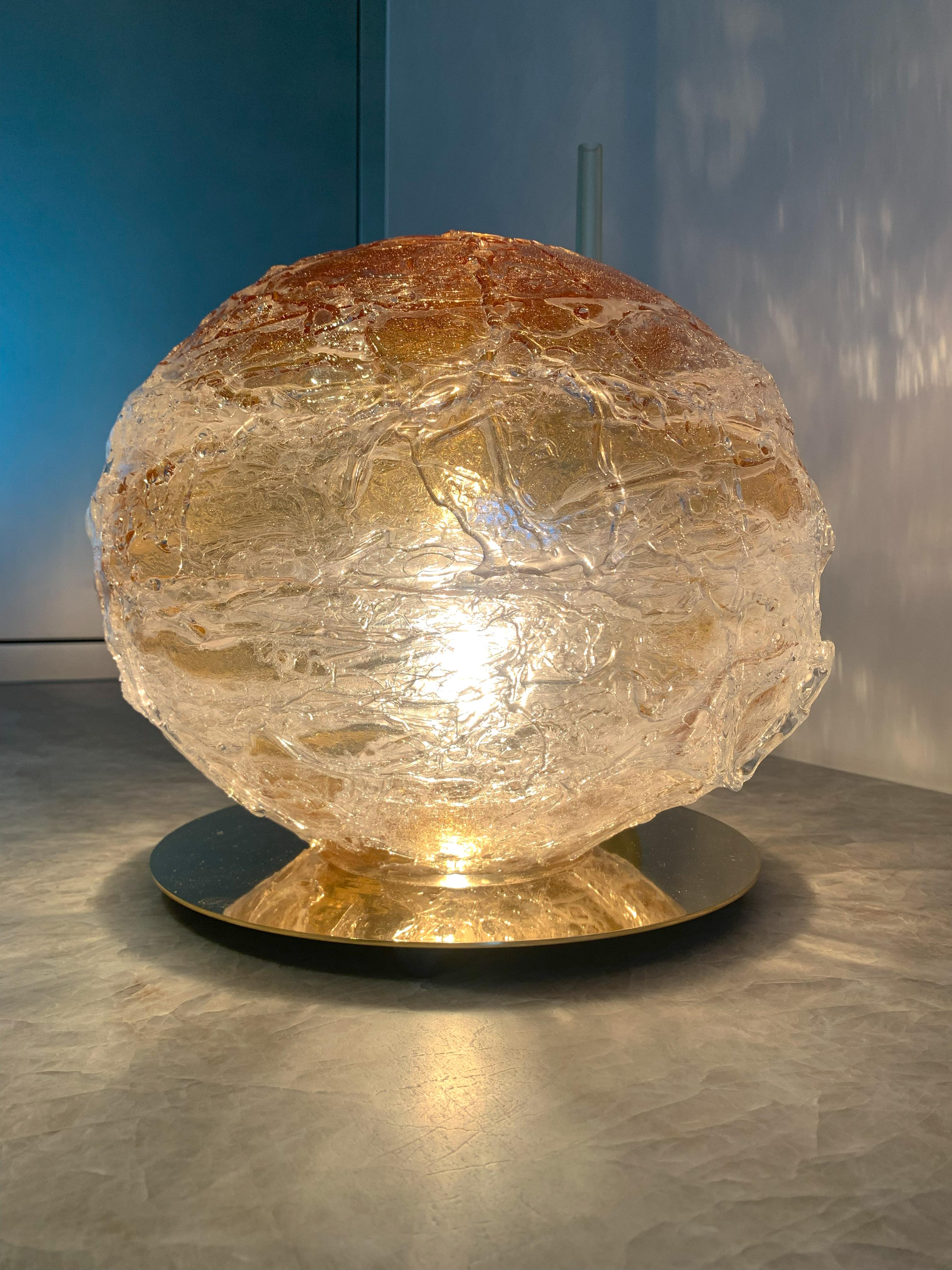 Murano Amber Glass Sphere Lamp ‘Primordiale’ by Venini, Italy, 2011 - Signed For Sale 2