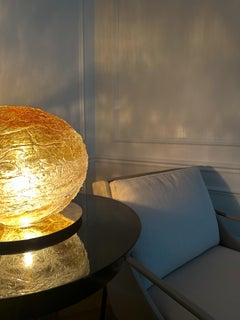 Venini Primordiale Table Lamp, Amber Murano Glass Sphere, Signed 2011