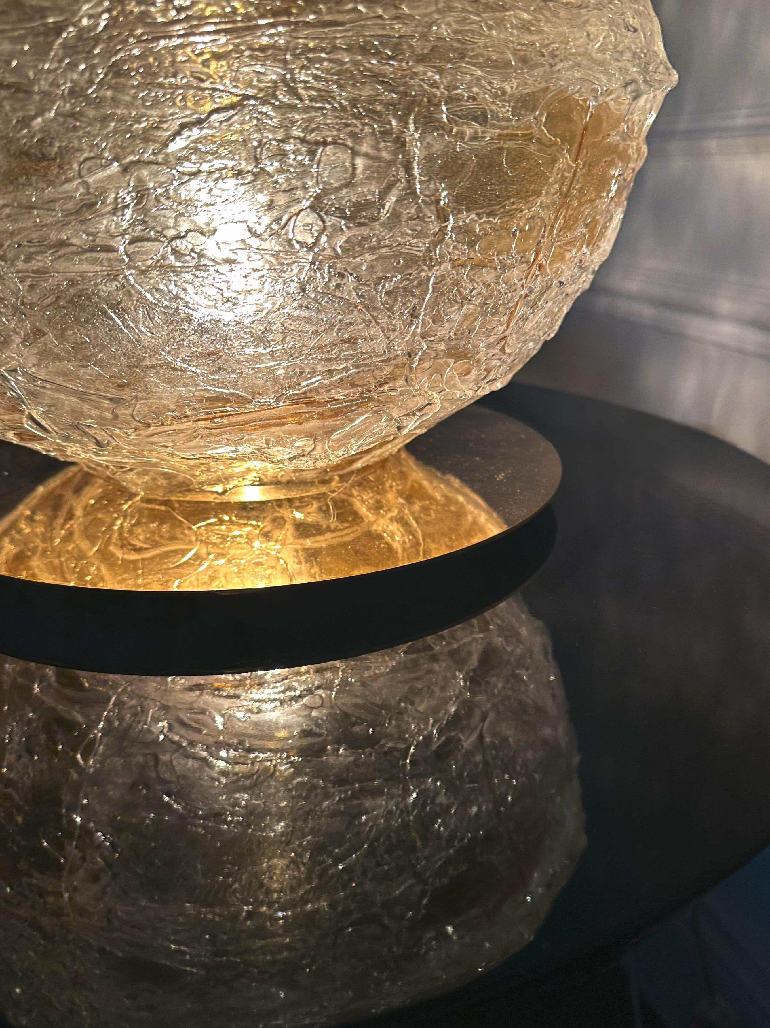 Hand-Crafted Murano Amber Glass Sphere Lamp ‘Primordiale’ by Venini, Italy, 2011 - Signed For Sale