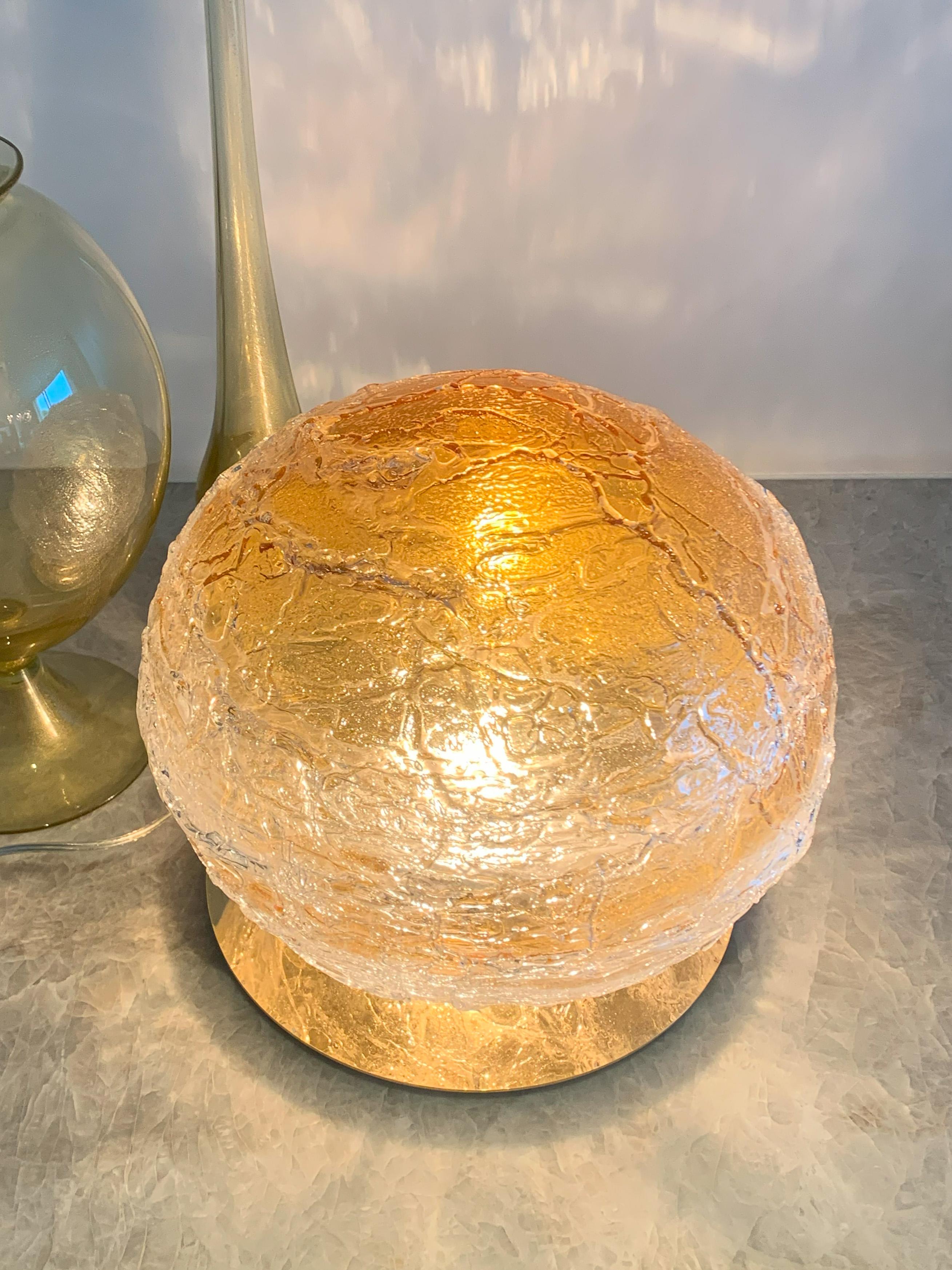Contemporary Murano Amber Glass Sphere Lamp ‘Primordiale’ by Venini, Italy, 2011 - Signed For Sale