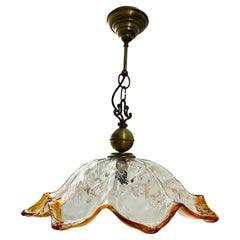 Murano Amber Glass Sunflower Ceiling Pendant Lamp by Mazzega