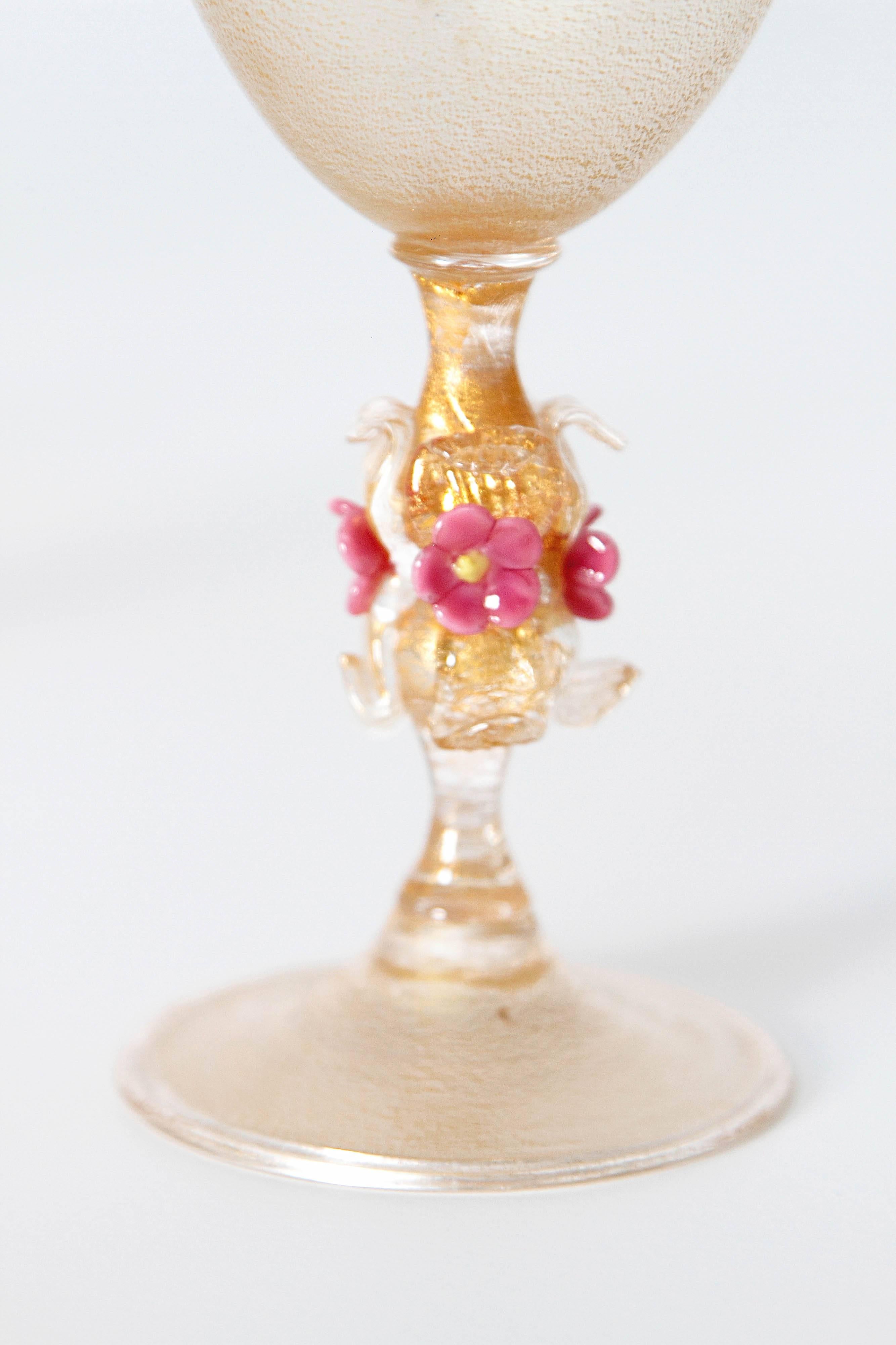 Murano Glass Murano Amber Glass Wine Goblets from Italy