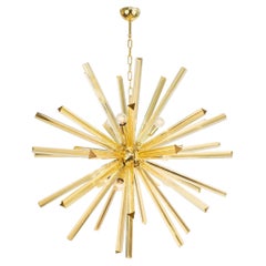 Murano Amber "Triedri" Glass Sputnik Chandelier by A.Donà