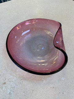 Murano Amethyst Glass Bowl with Folded Rim, Italy 1960s