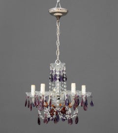 Murano Amethyst Glass Five-Branch Chandelier