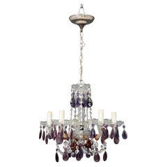 Murano Amethyst Glass Five-Branch Chandelier