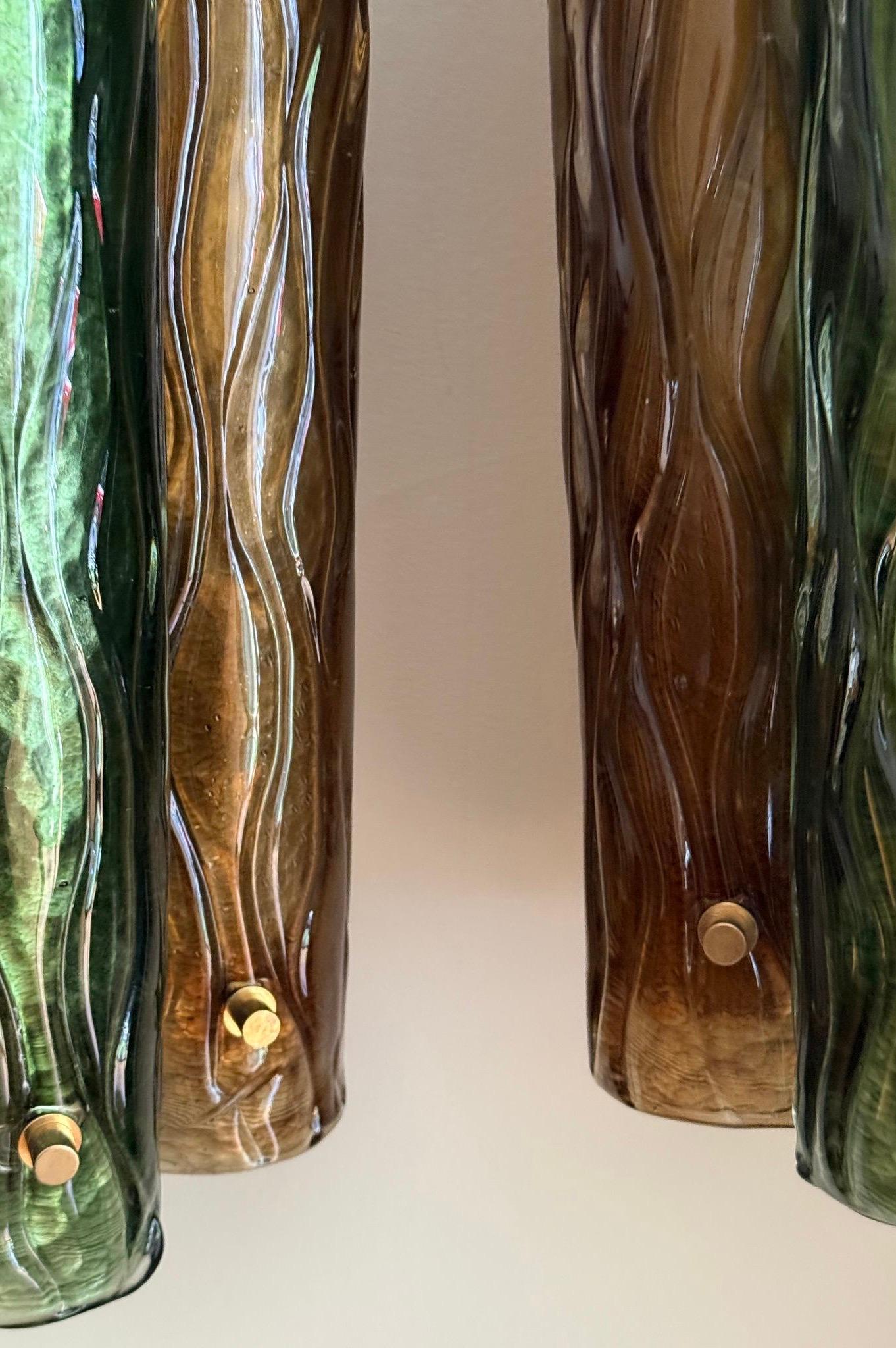 Italian Murano and brass wall sconces For Sale