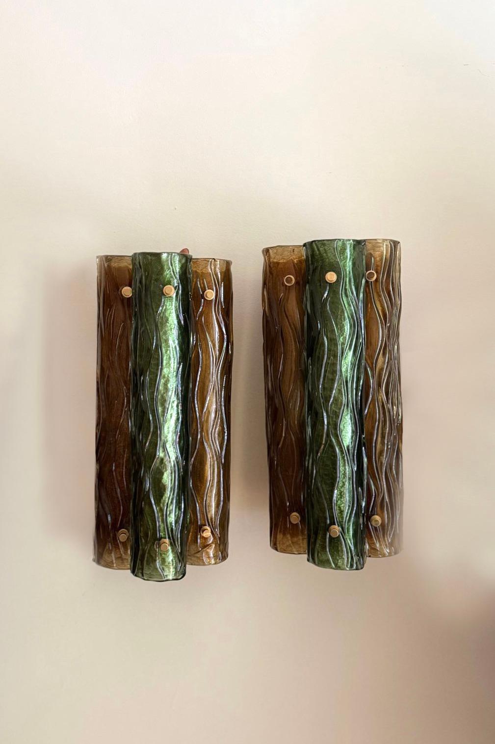 Murano and brass wall sconces In Good Condition For Sale In MADRID, ES