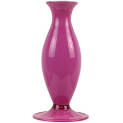 Murano Antique Blush Pink White Italian Art Glass Footed Cabinet Flower Vase (Vaso di fiori)