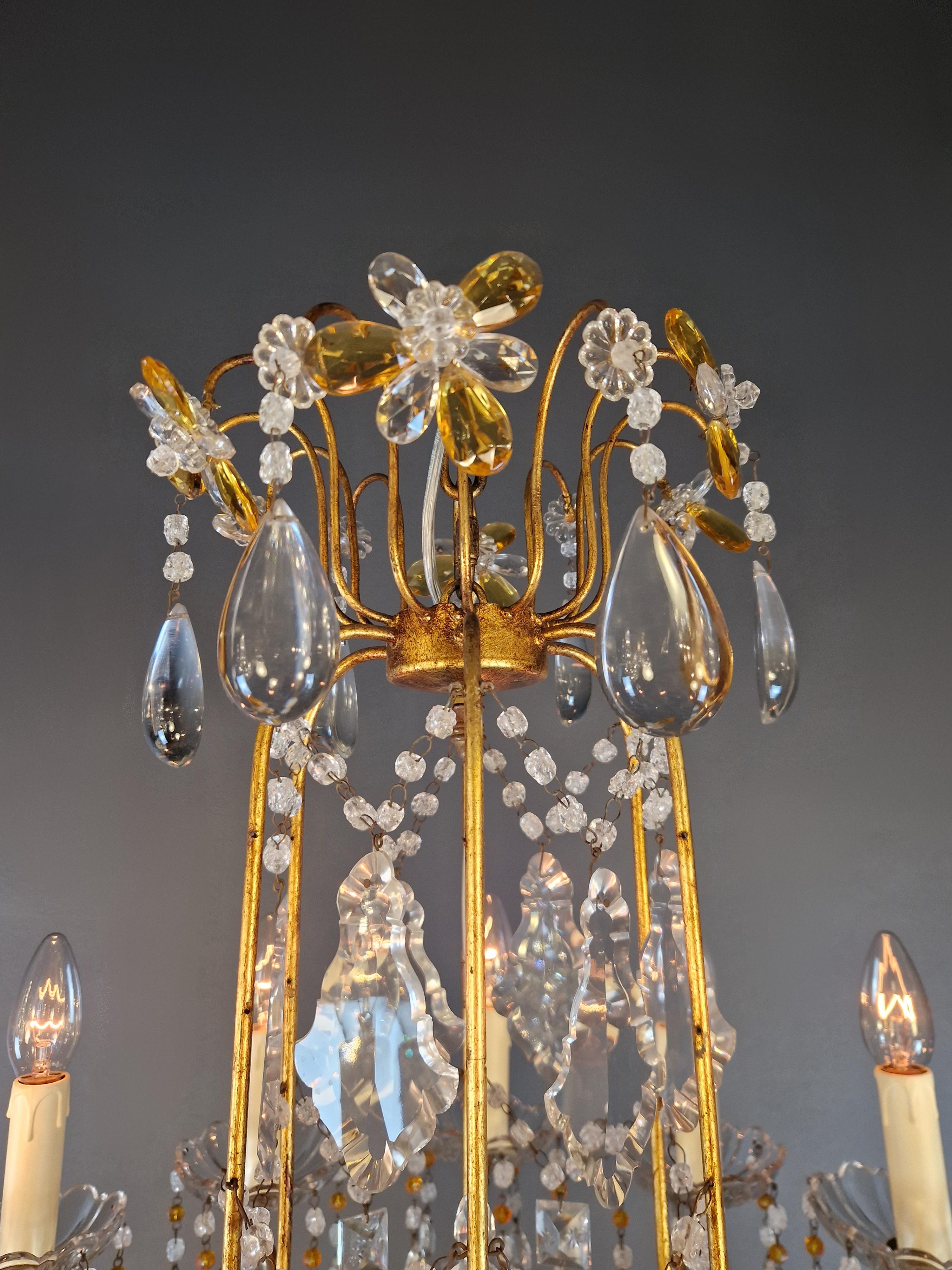 Lampadario da soffitto in cristallo antico di Murano Ambra Lustro Castello Art Nouveau in vendita 3