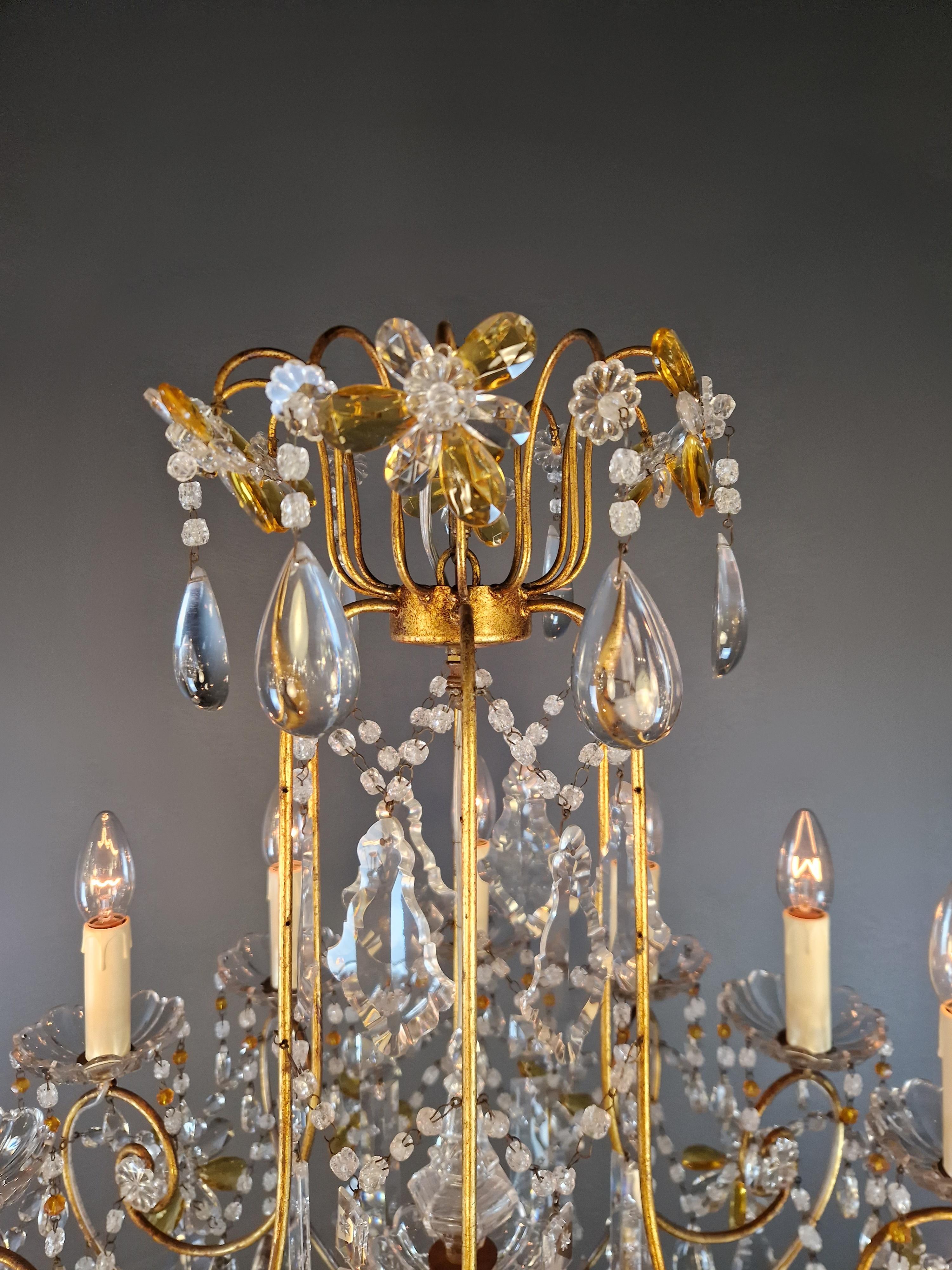 Lampadario da soffitto in cristallo antico di Murano Ambra Lustro Castello Art Nouveau in vendita 4