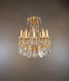 Murano Antique Crystal Chandelier Ceiling Lamp Amber Lustre Art Nouveau Castle