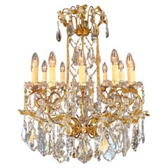 Murano Antique Crystal Chandelier Ceiling Lamp Amber Lustre Art Nouveau Castle
