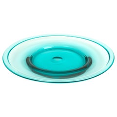 Murano Aqua Blue Glass Centrepiece Plate by Seguso Vetri d'Arte, Italy, C.1960