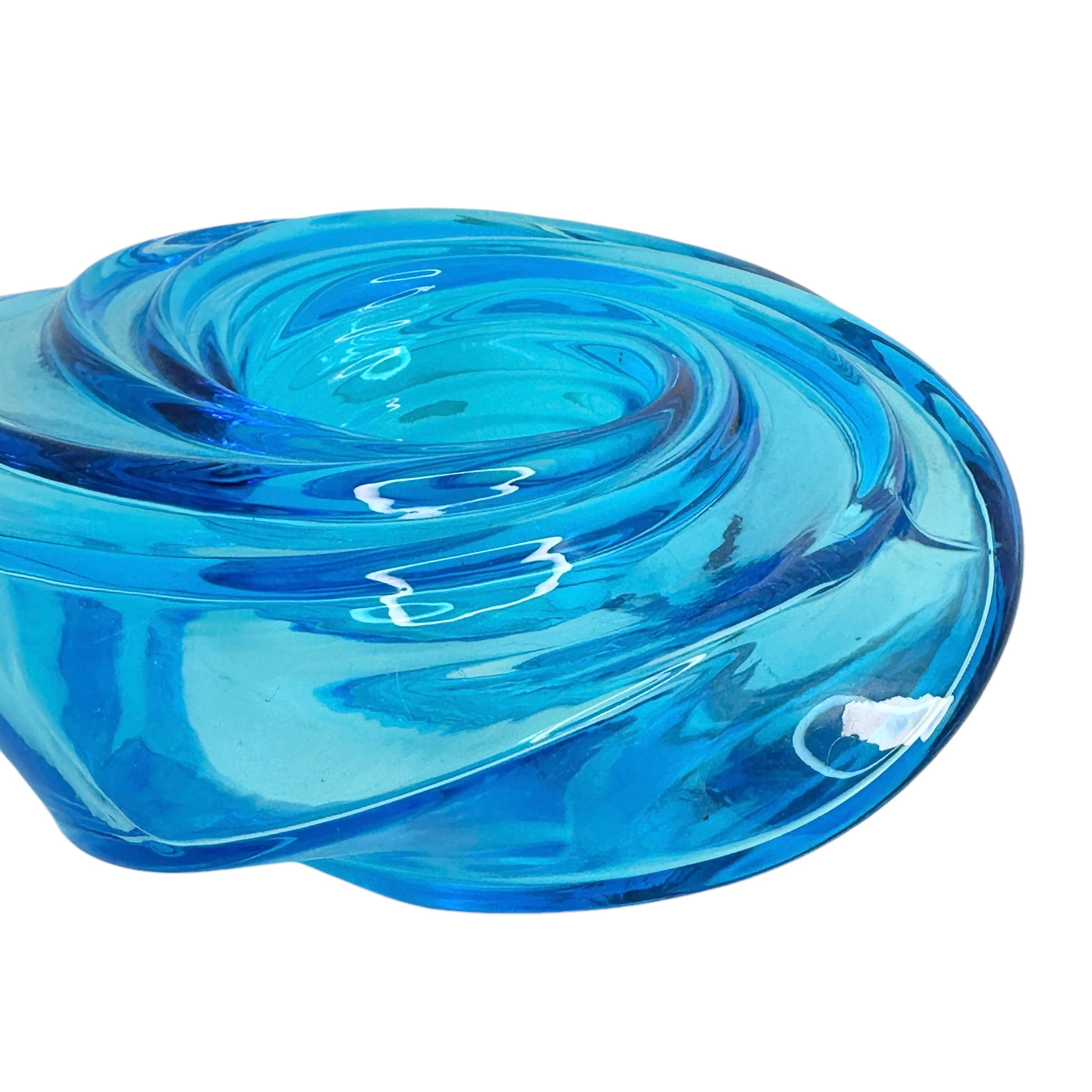 Italiano Portacandele in vetro artistico di Murano blu acqua Vistosi Atelier Schlaepfer per Nestle in vendita