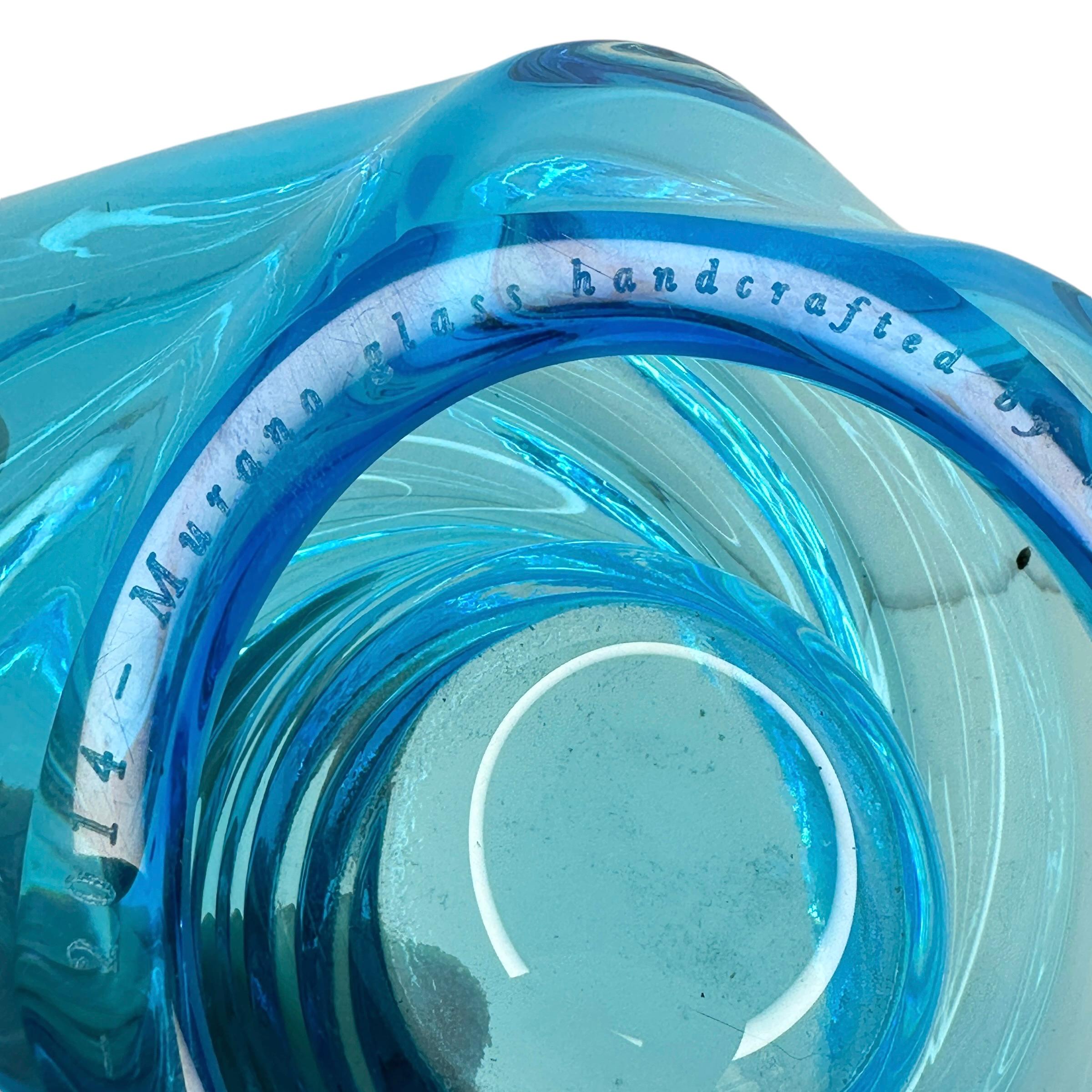 Portacandele in vetro artistico di Murano blu acqua Vistosi Atelier Schlaepfer per Nestle in vendita 2