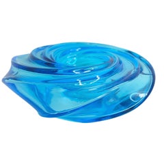 Murano Aqua Blue Vistosi Atelier Schlaepfer Art Glass Candle Holder for Nestle