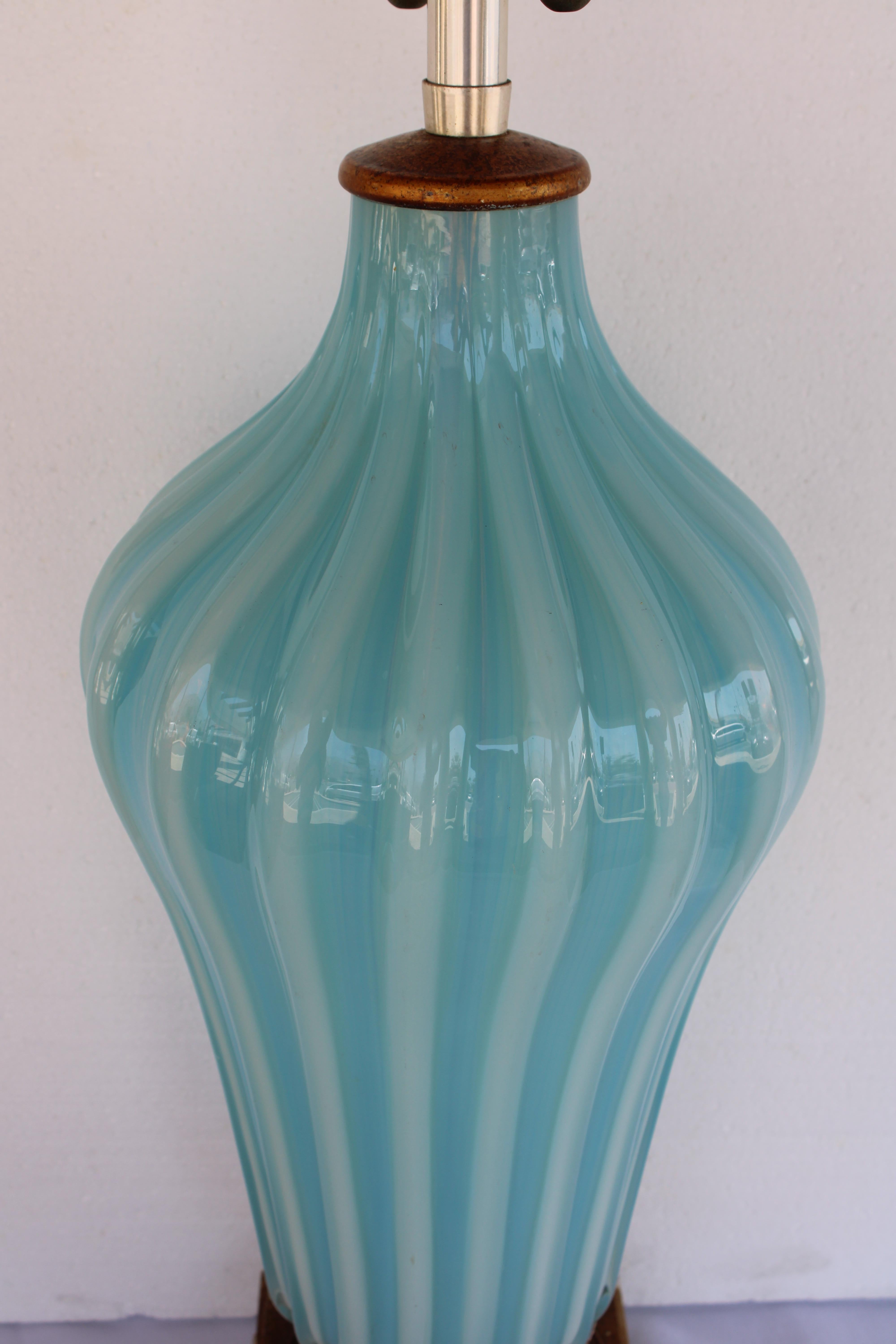 Mid-Century Modern Lampe Murano Aqua par The Marbro Lamp Company, Los Angeles, CA. en vente