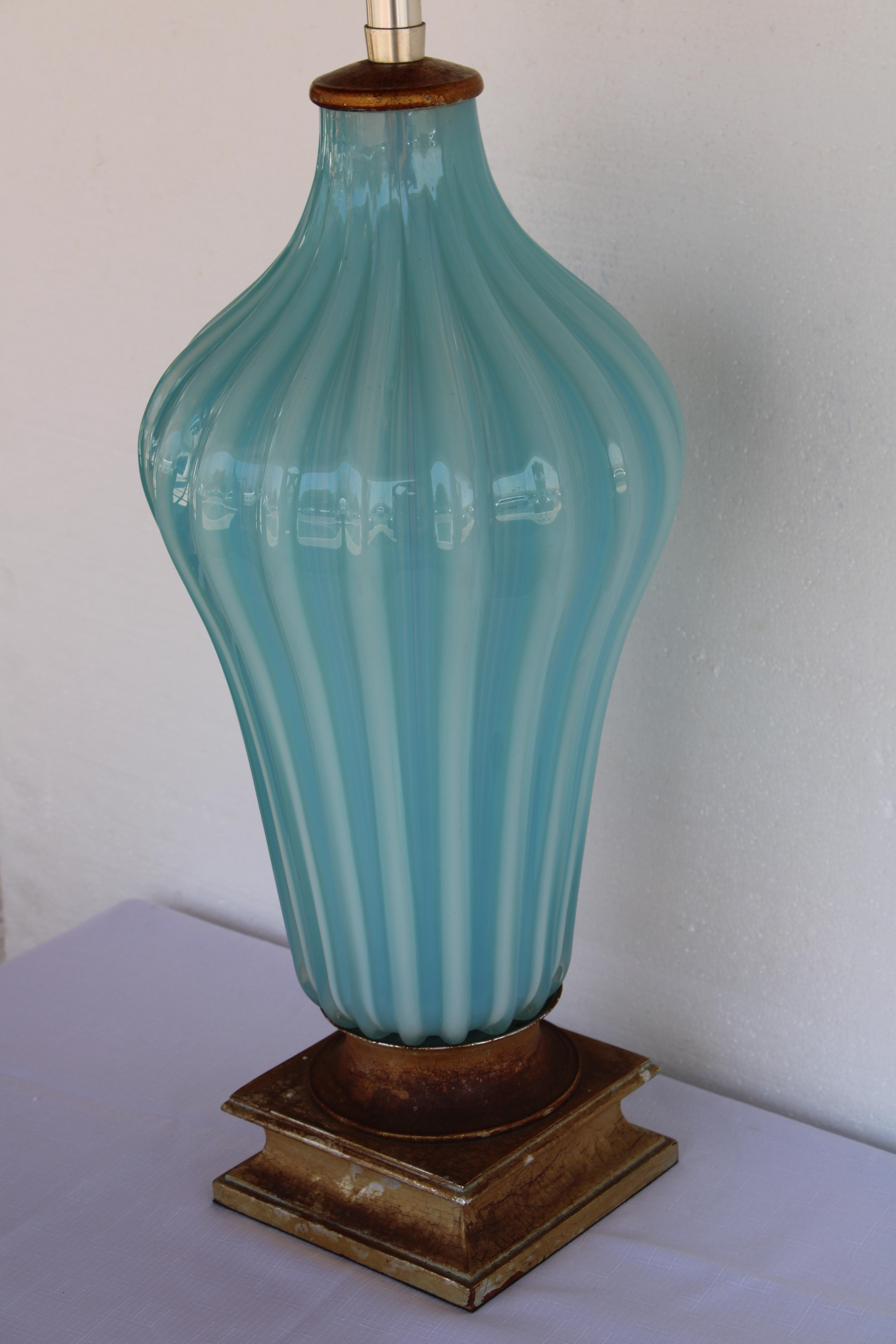Verre Lampe Murano Aqua par The Marbro Lamp Company, Los Angeles, CA. en vente