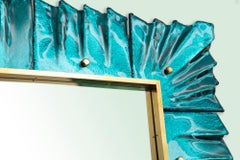 Murano Aquamarine Glass Framed Mirror, in Stock