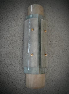 Murano Aquamarine Green Art Glass and Brass Wall Light and Sconces, 2020