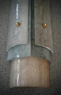 Murano Aquamarine Green Art Glass and Brass Wall Light and Sconces, 2020
