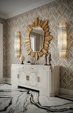 Murano Aquamarine Green Art Glass and Brass Wall Light and Sconces, 2020