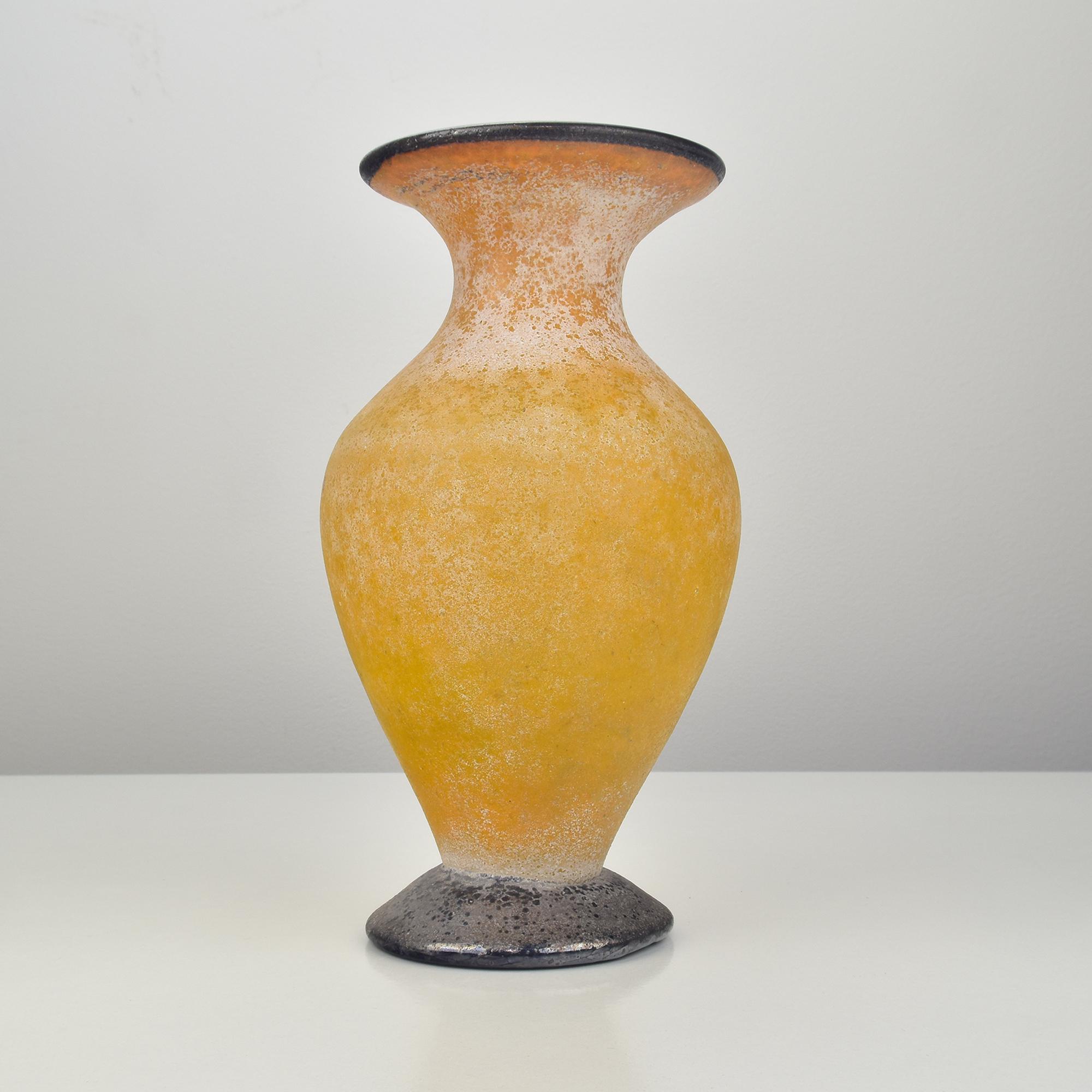 Etched Murano Archimede Seguso 1960s Scavo Vase Roman Amphora Style Italian Art Glass
