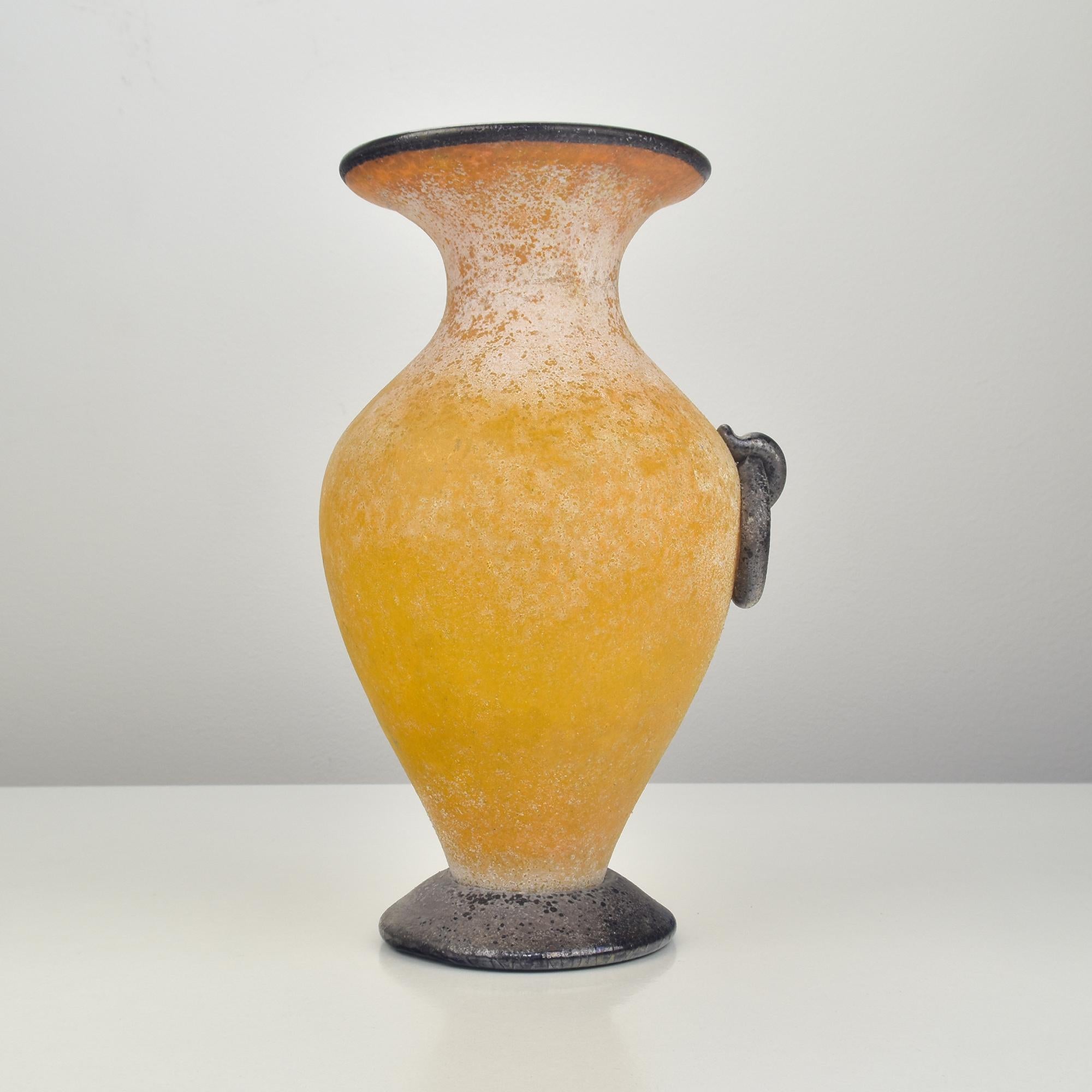 Murano Archimede Seguso 1960s Scavo Vase Roman Amphora Style Italian Art Glass In Good Condition In Bad Säckingen, DE