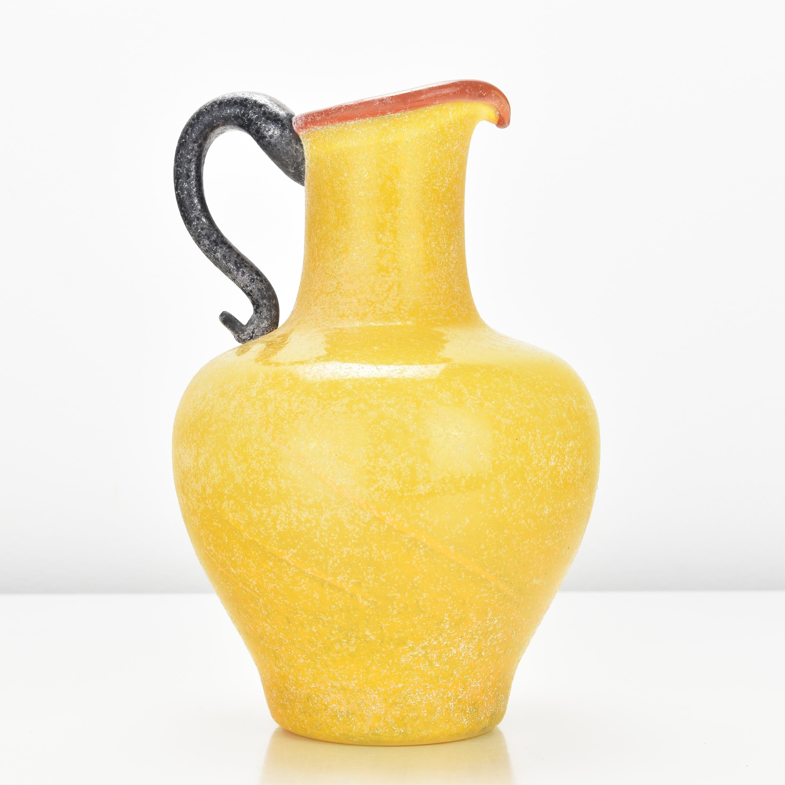 Etched Murano Archimede Seguso 1970s Scavo Vase Roman Amphora Style Italian Art Glass For Sale
