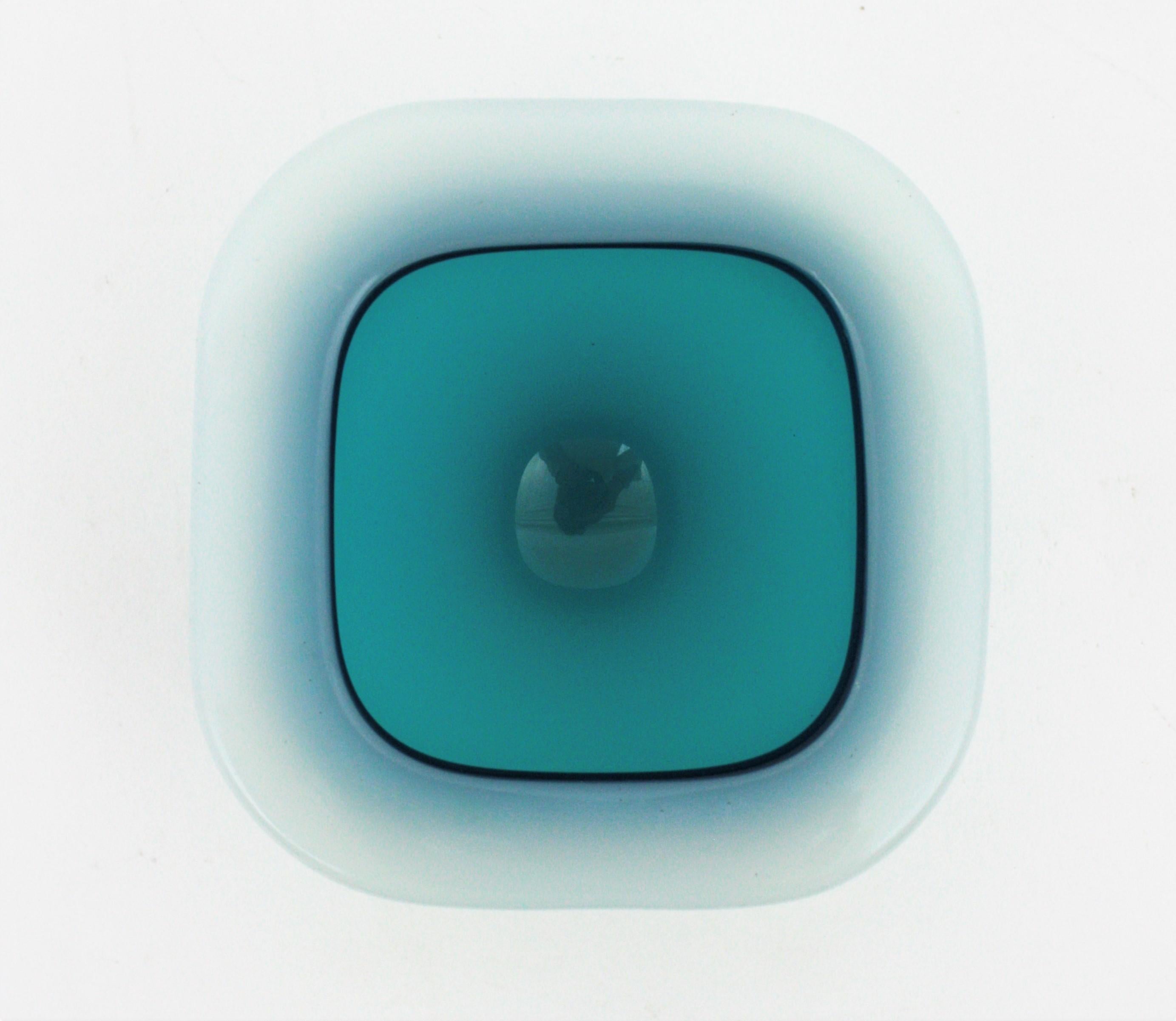 Murano Archimede Seguso Alabastro White and Blue Geode Glass Bowl, 1950s 5