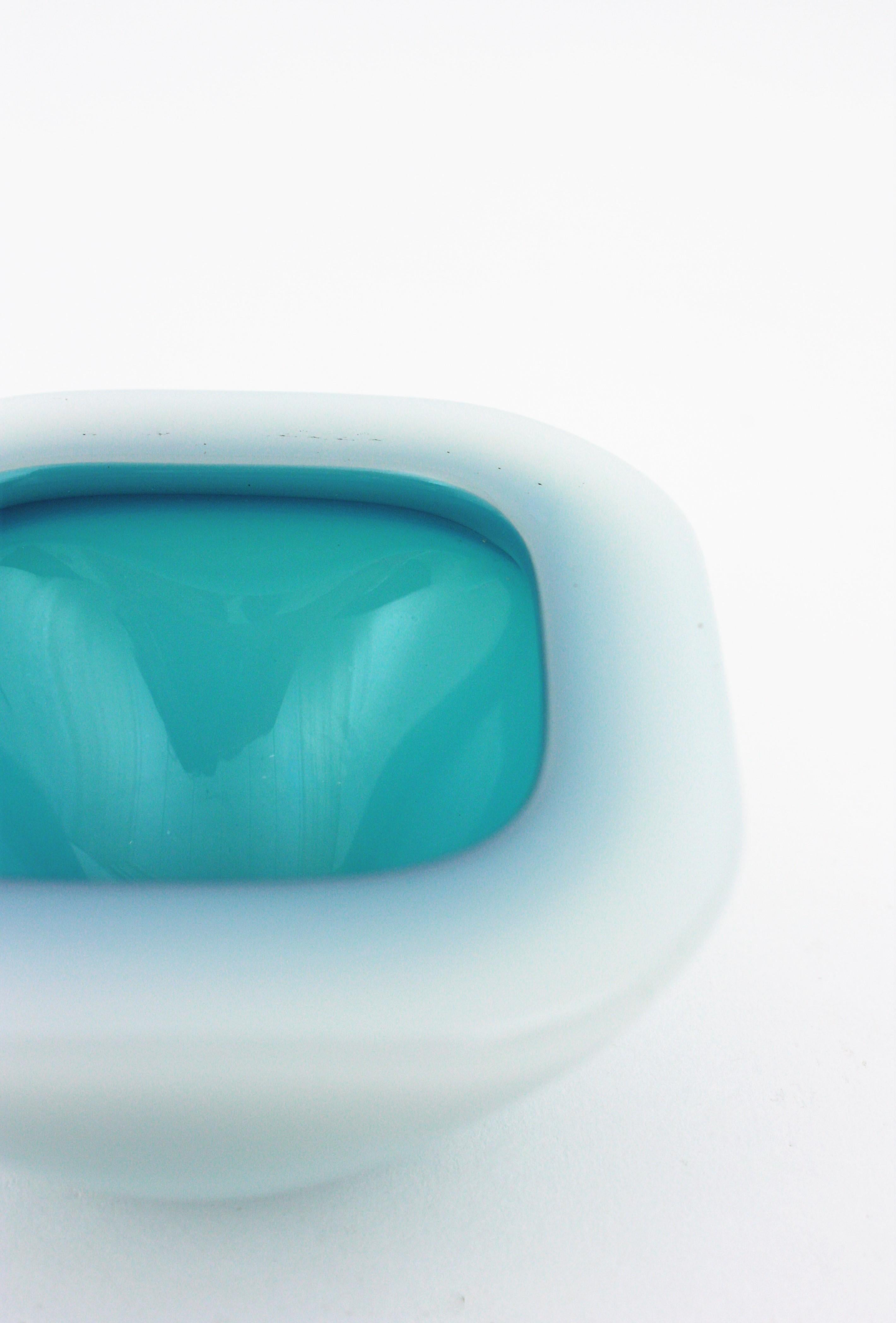 Murano Archimede Seguso Alabastro White and Blue Geode Glass Bowl, 1950s 8