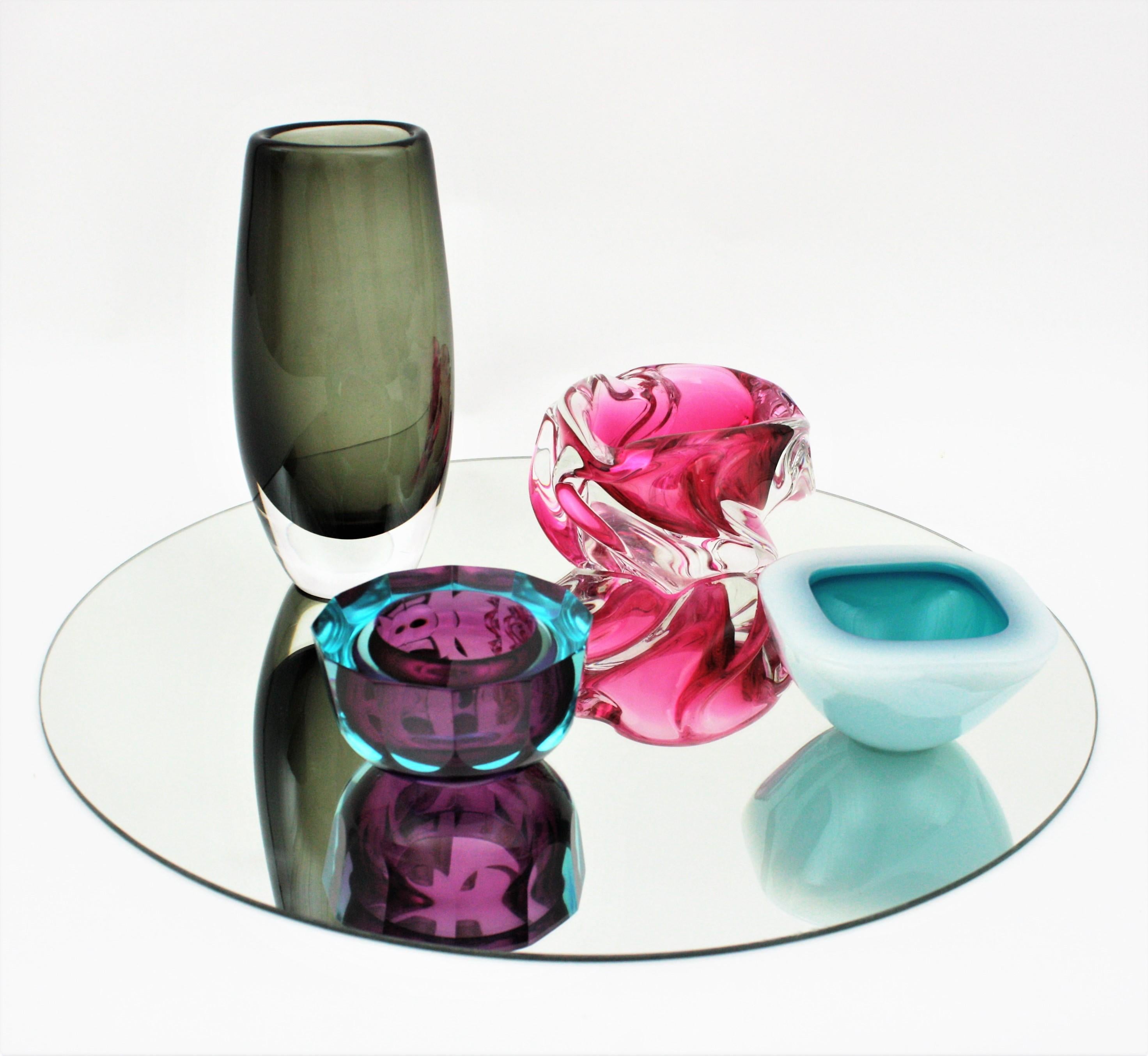 Murano Archimede Seguso Alabastro White and Blue Geode Glass Bowl, 1950s 9