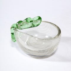 Murano Archimede Seguso Glass Bowl with Filigree Sculptural Detailing