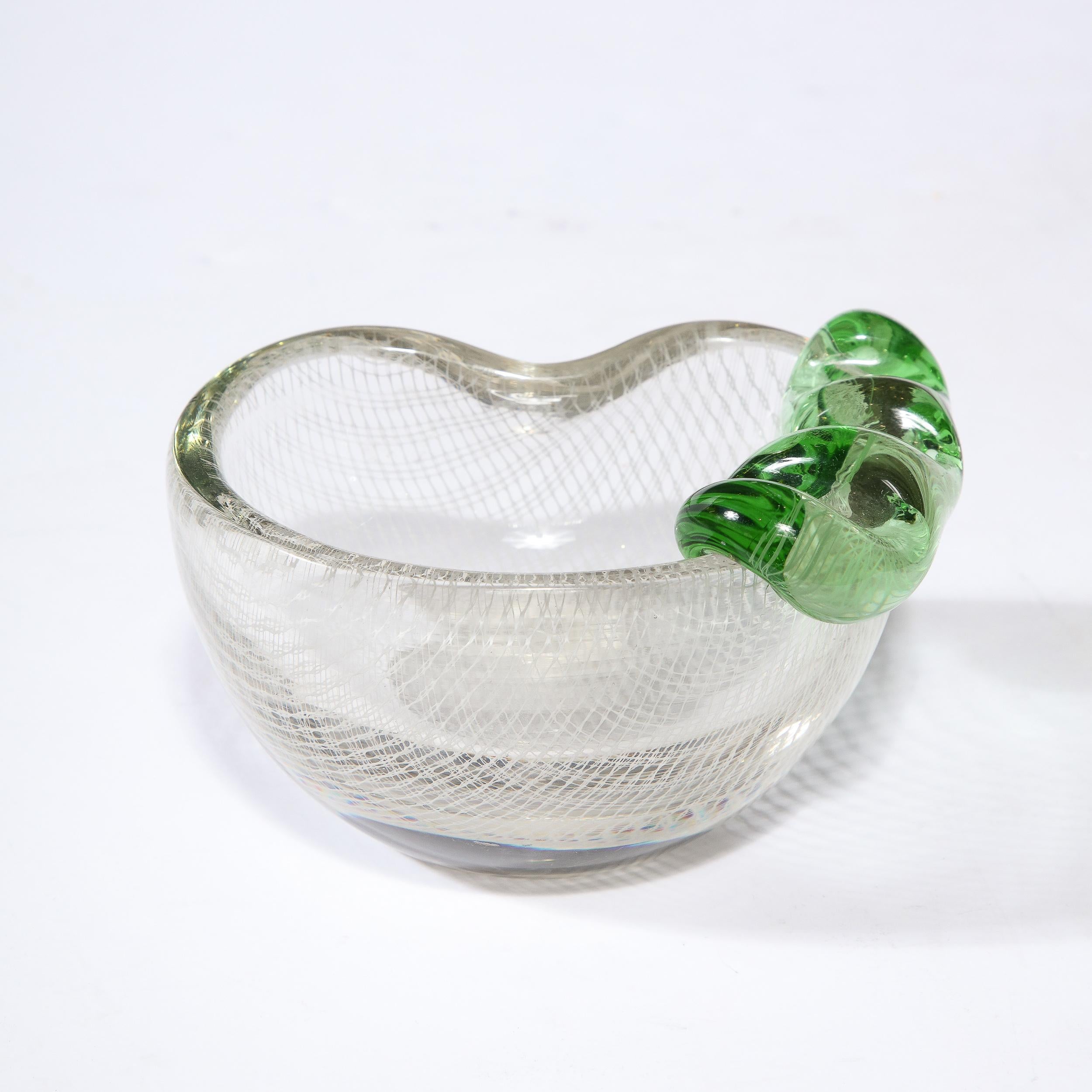 Mid-20th Century Murano Archimede Seguso Glass Bowl with Filigree Sculptural Detailing For Sale