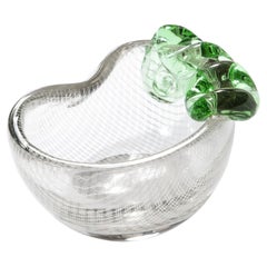 Vintage Murano Archimede Seguso Glass Bowl with Filigree Sculptural Detailing