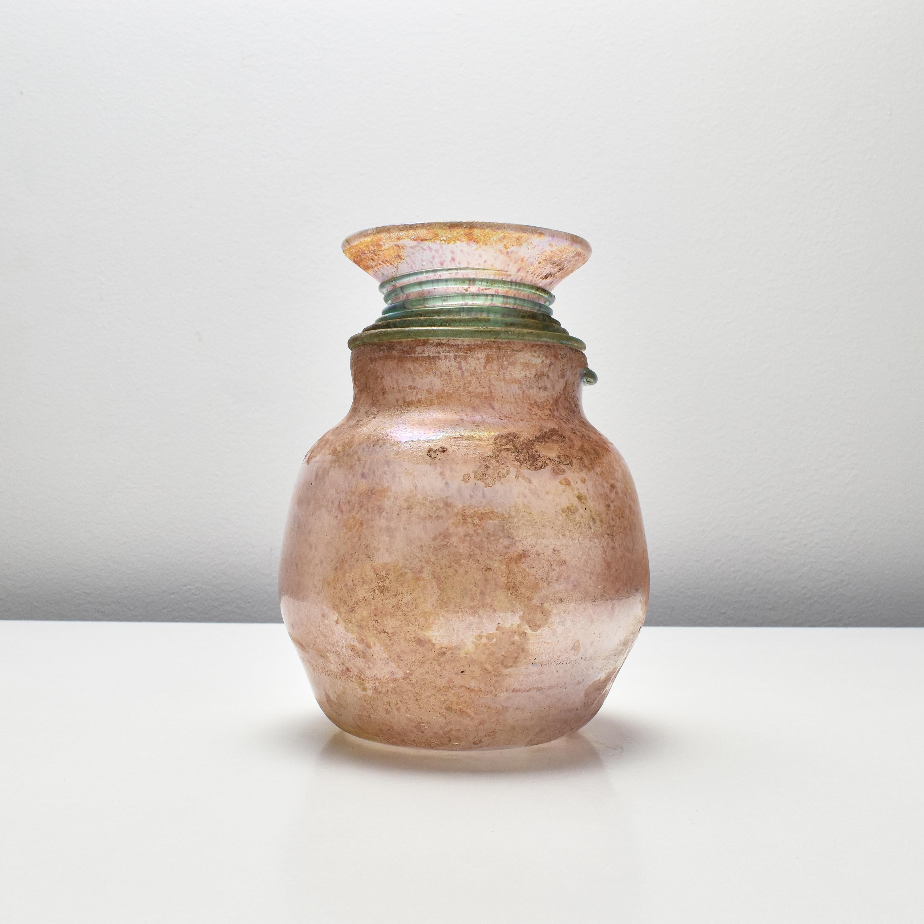 Mid-Century Modern Murano Archimede Seguso Scavo Vase Roman Amphora Style Italian Studio Art Glass For Sale