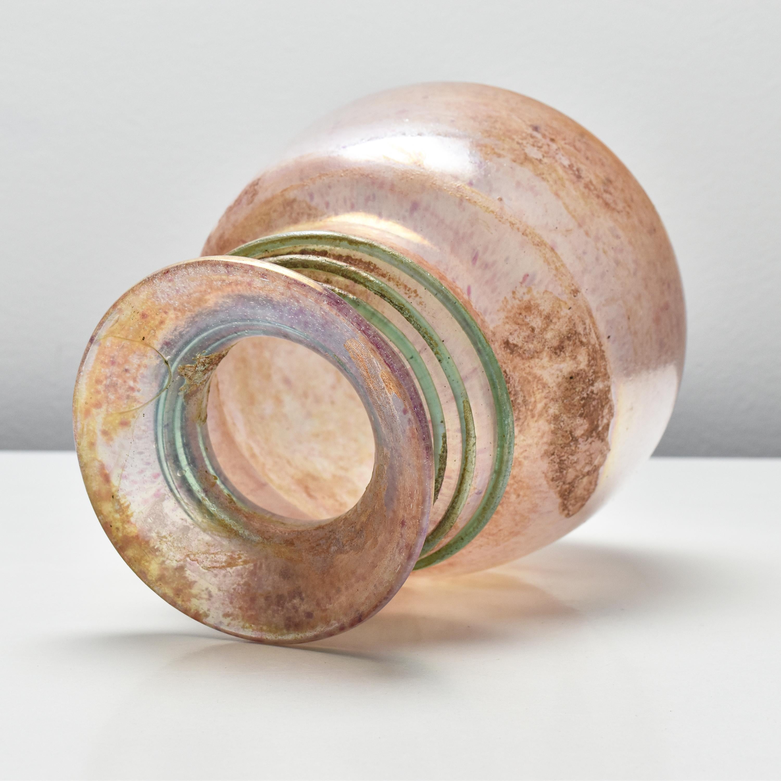 Murano Archimede Seguso Scavo Vase Roman Amphora Style Italian Studio Art Glass For Sale 1