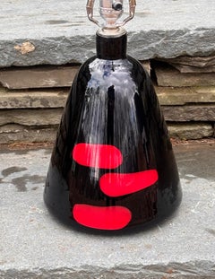 Murano Archimede Seguso Table Lamp Black & Red Glass