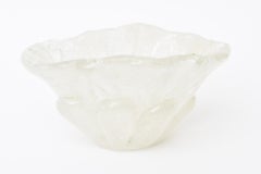 Murano Archimede Seguso Vase Or Bowl White Cased Pulegoso Flower Design 1950's