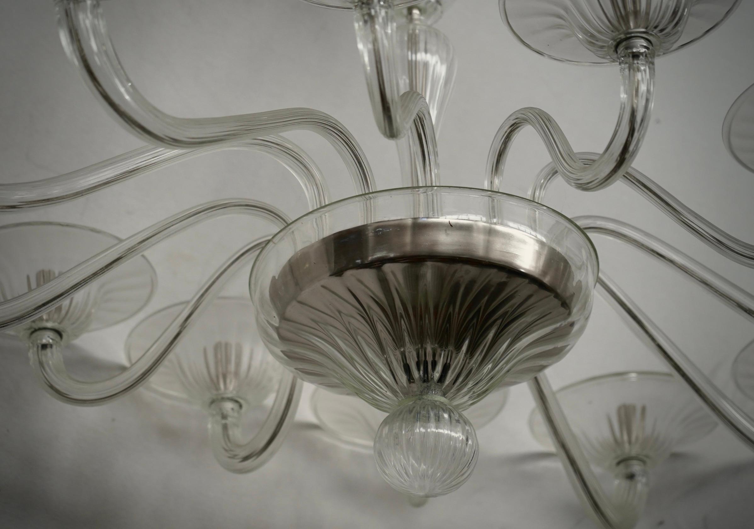 Lustre et pendentif ovale en verre transparent soufflé de Murano, milieu du siècle, 2000 Bon état - En vente à Roma, Lazio