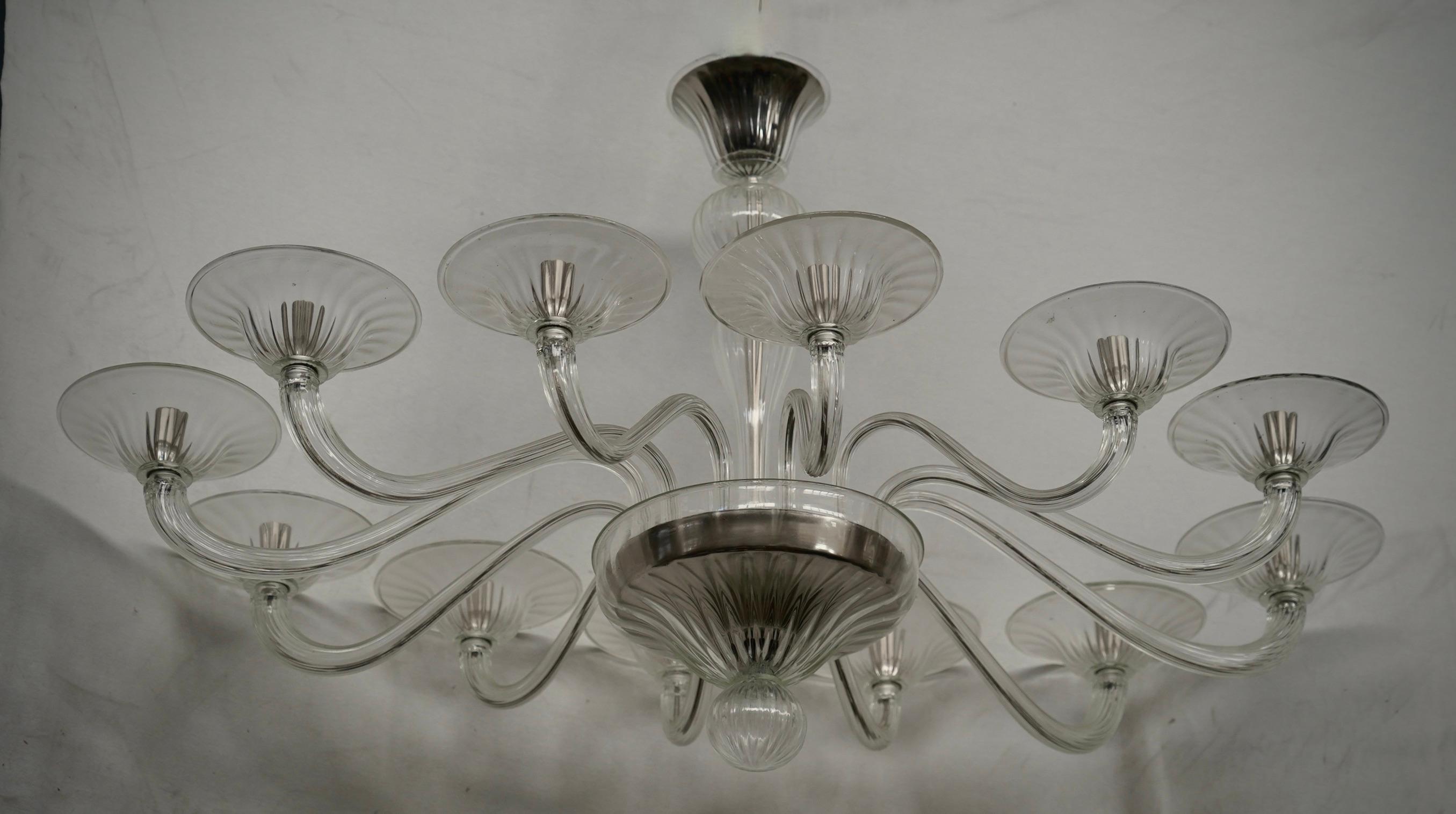 XXIe siècle et contemporain Lustre et pendentif ovale en verre transparent soufflé de Murano, milieu du siècle, 2000 en vente