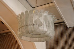 Murano in the Style of Barovier & Toso Glass Brass Chandelier