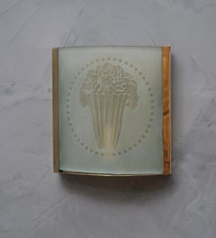 Murano Art Deco Square Art Glass and Brass Wall Light and Sconce, 1910