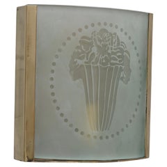 Murano Art Deco Square Art Glass and Brass Wall Light and Sconce, 1910
