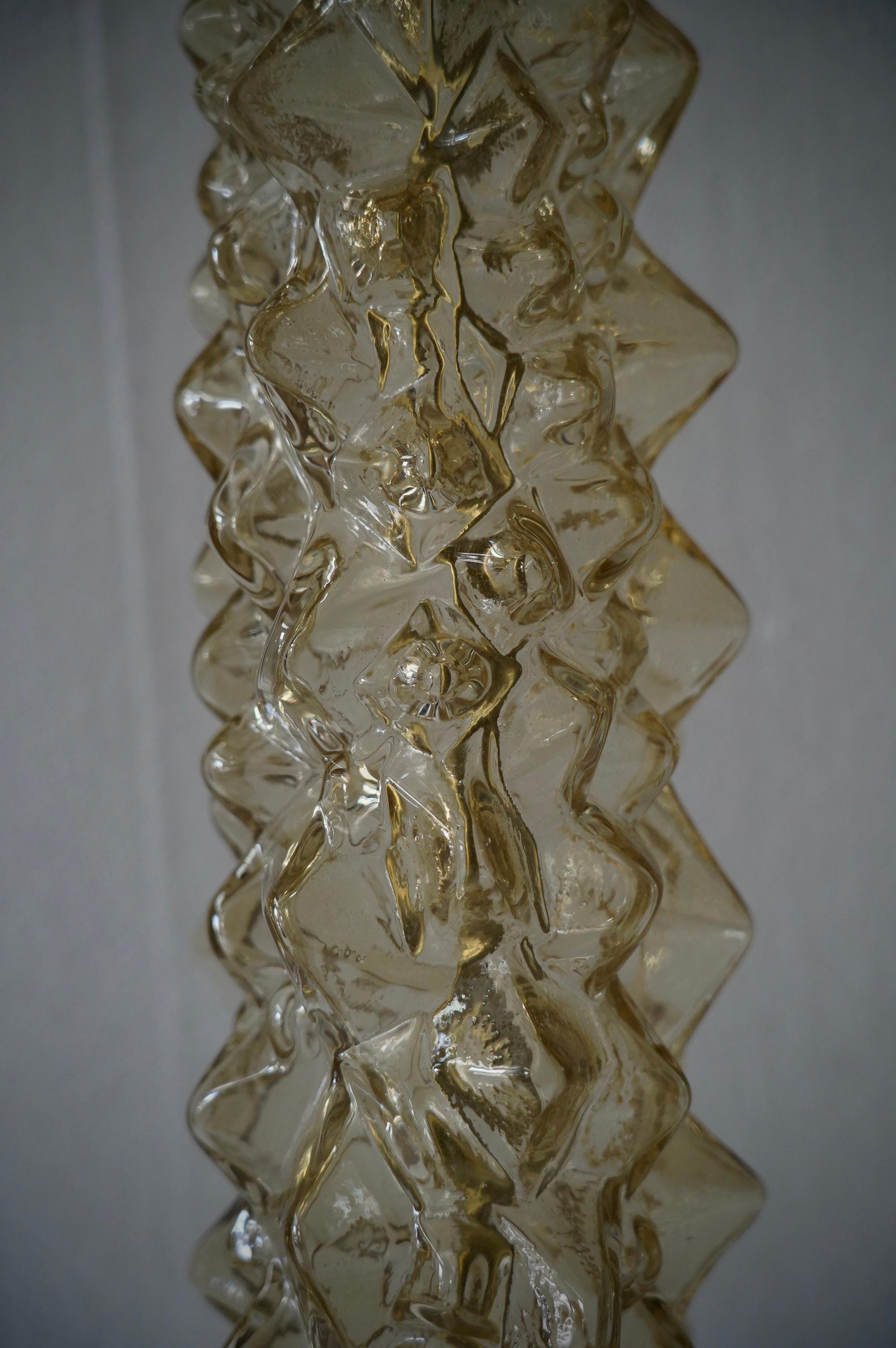 Lámpara de sobremesa de cristal artístico de Murano color ámbar y latón de mediados de siglo, 2000 Latón en venta