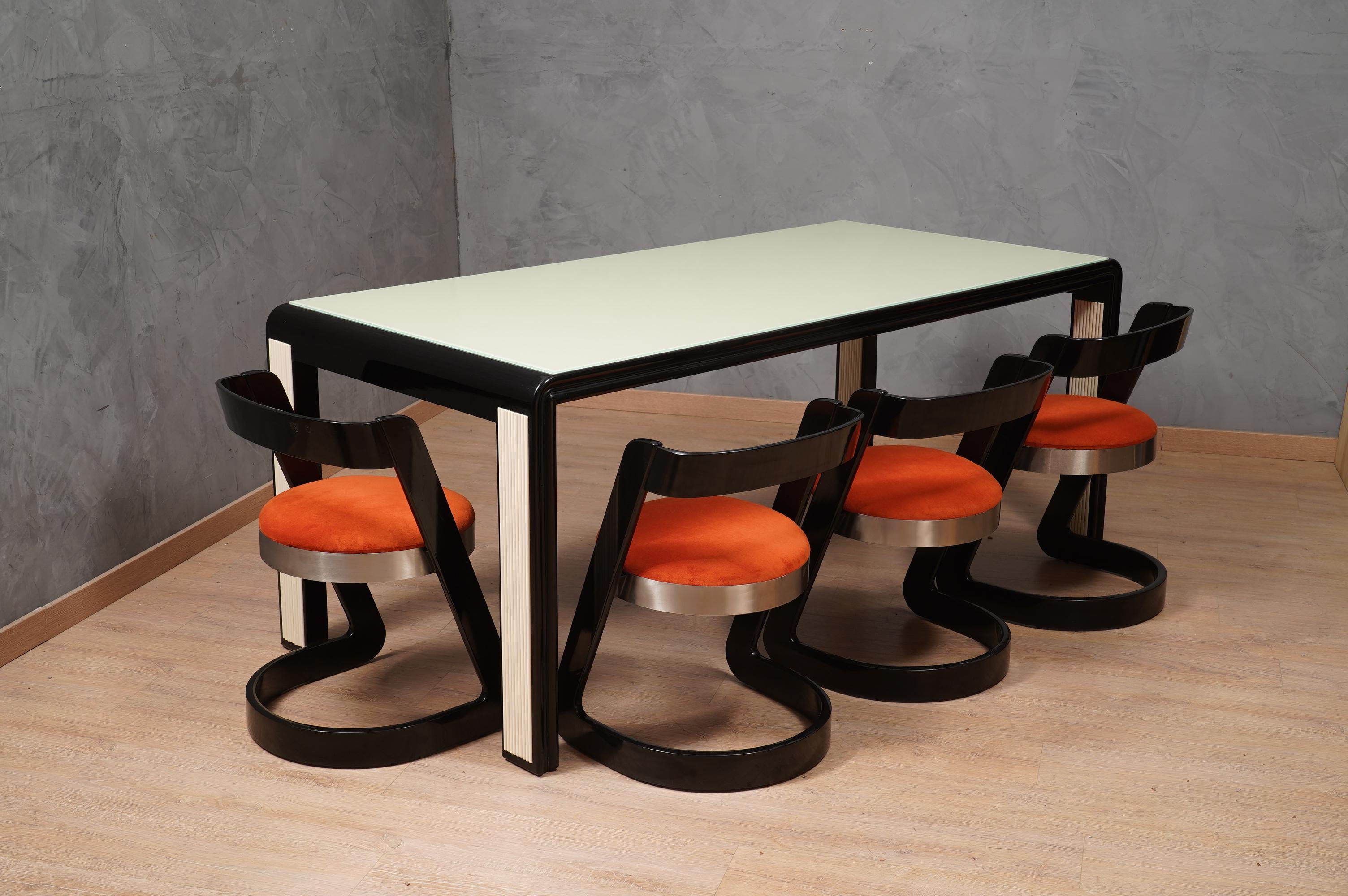 Murano Kunstglas und Buchenholz Esszimmer / Konferenztisch, 1970 im Angebot 3